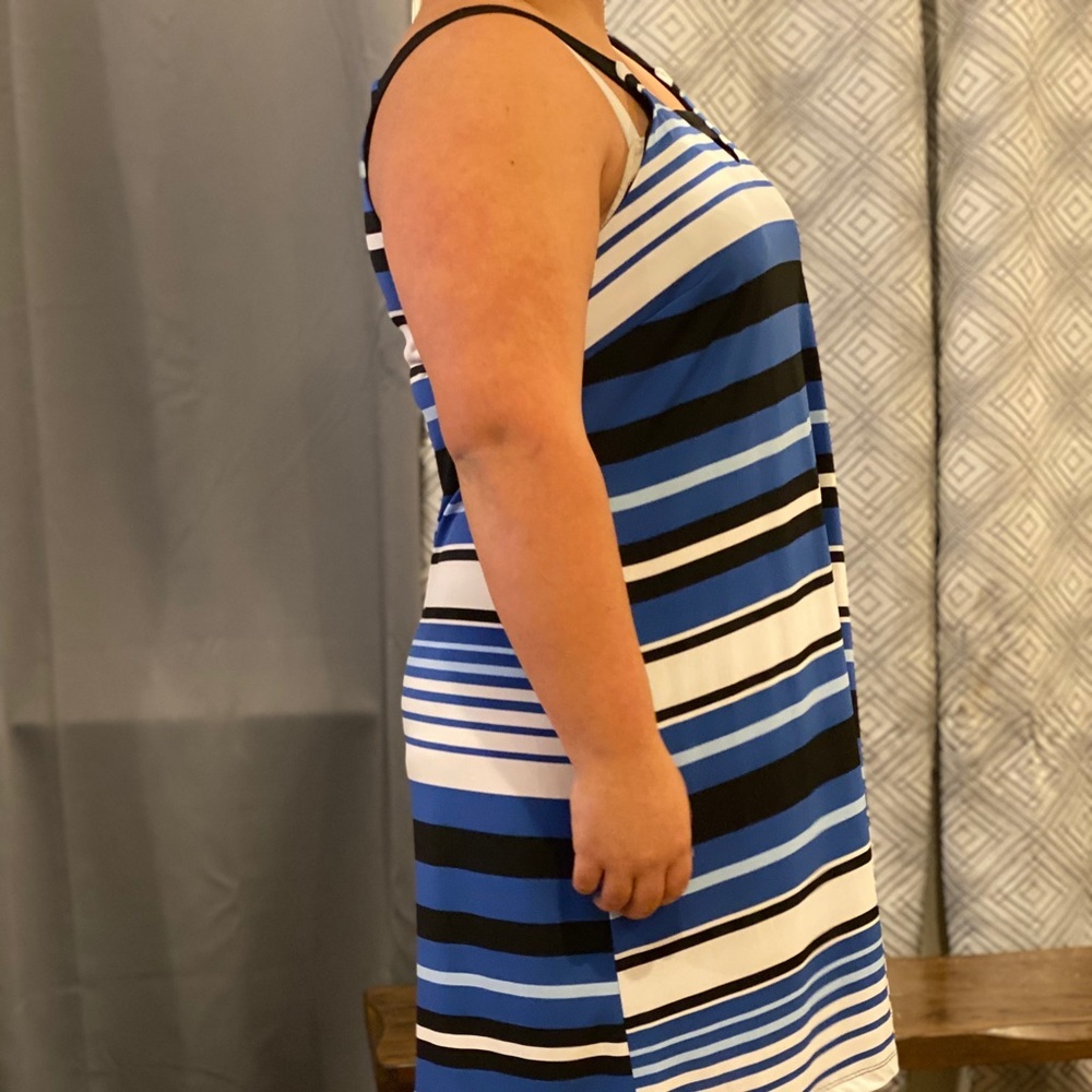 MSK Striped Blue, White and Black Shift Dress in Size Large - Picture 4 of 16